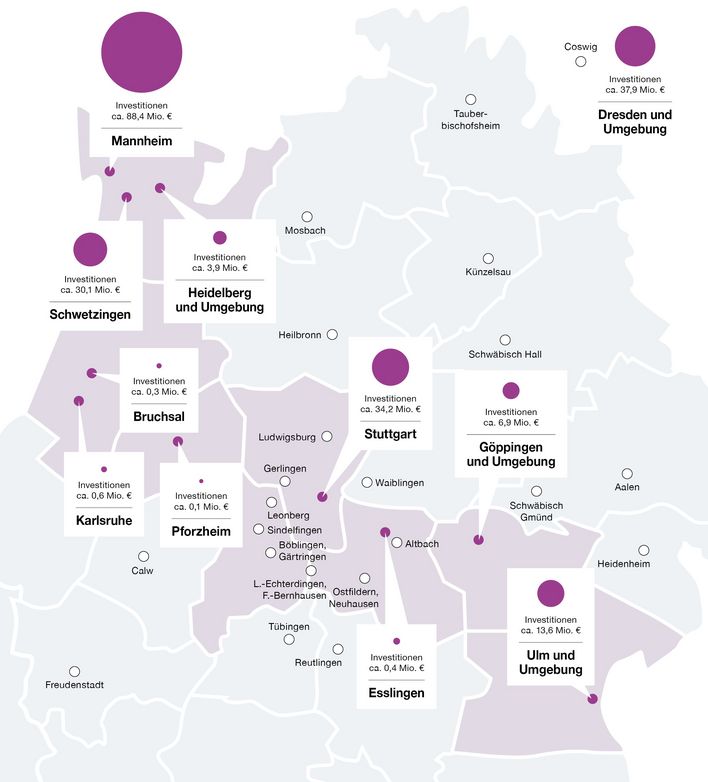 Investitionen in das Anlagevermögen 2019–2021