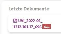Übersicht der zuletzt hochgeladenen Dokumente